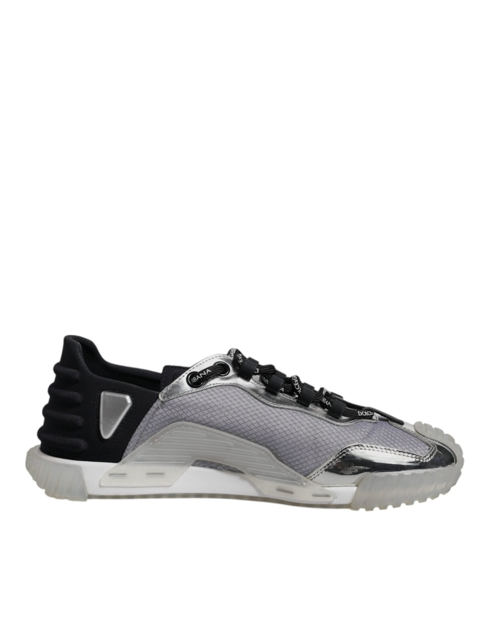 Dolce & Gabbana Silver Black Nylon NS1 Low Top Sneakers Shoes - SMARTMARTNZ