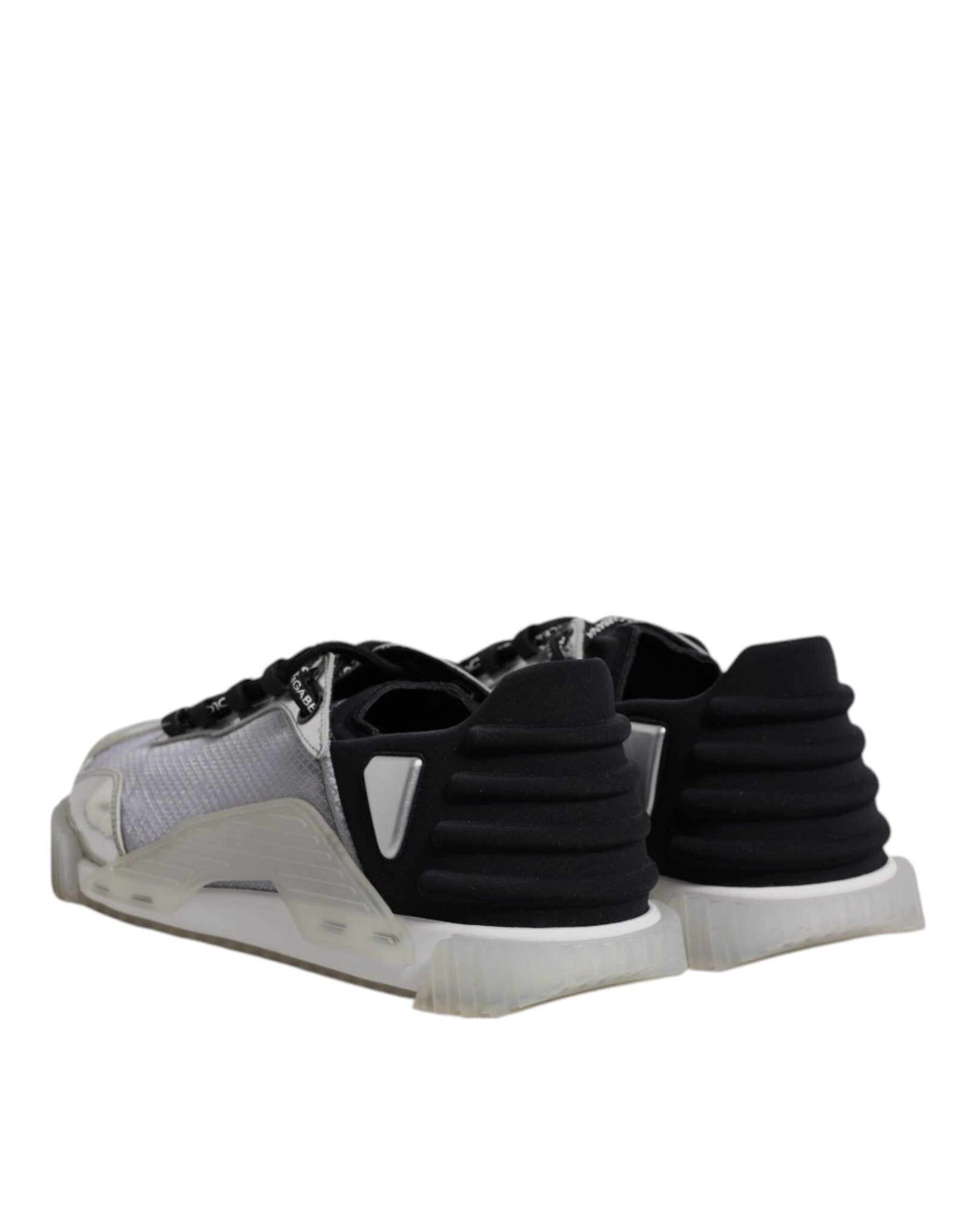 Dolce & Gabbana Silver Black Nylon NS1 Low Top Sneakers Shoes - SMARTMARTNZ