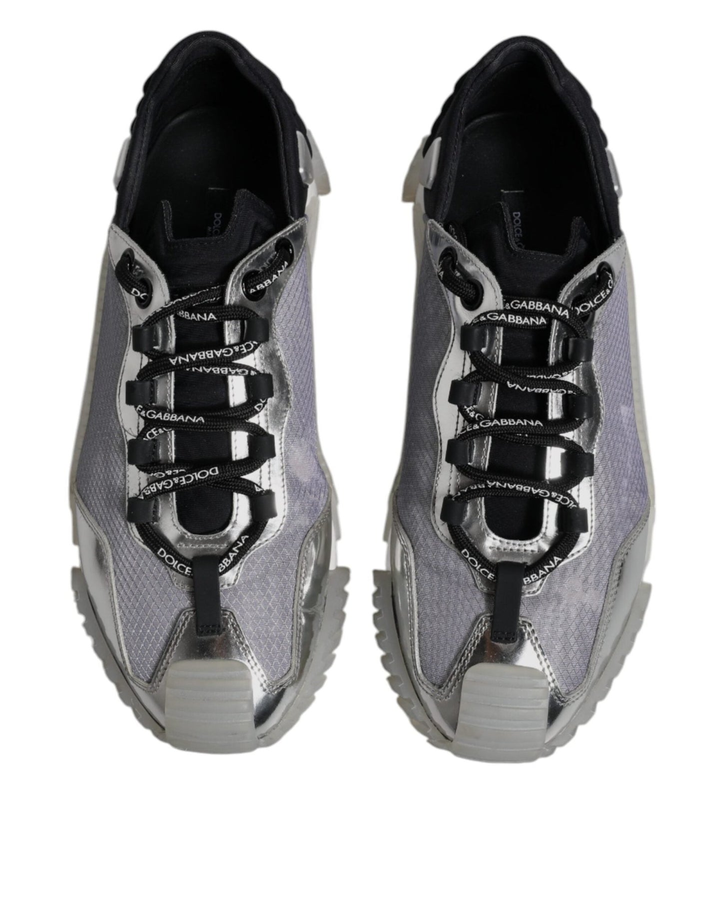 Dolce & Gabbana Silver Black Nylon NS1 Low Top Sneakers Shoes - SMARTMARTNZ