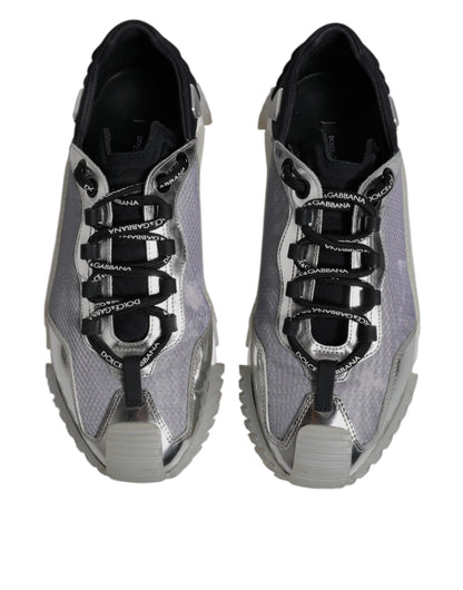 Dolce & Gabbana Silver Black Nylon NS1 Low Top Sneakers Shoes - SMARTMARTNZ