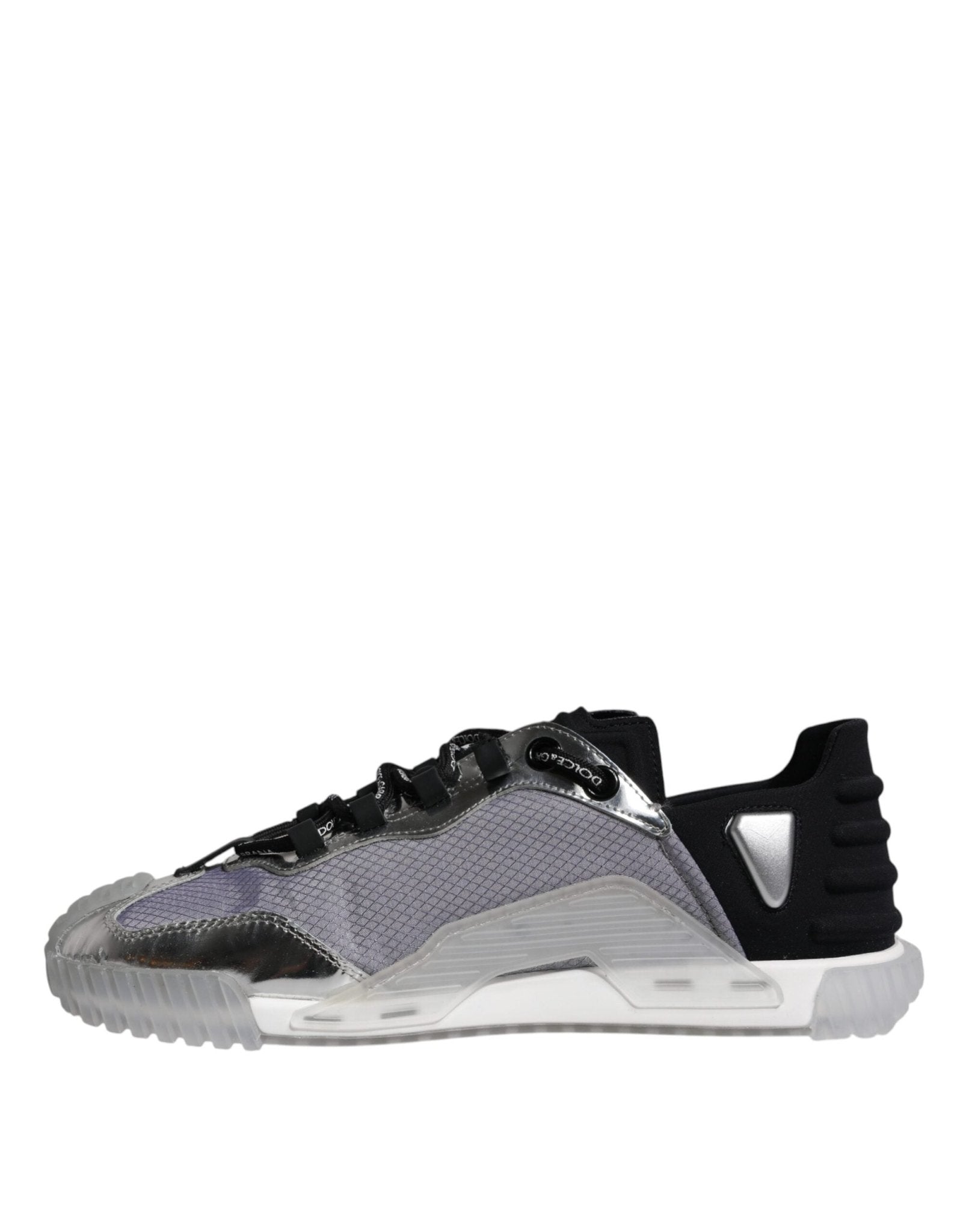 Dolce & Gabbana Silver Black Nylon NS1 Low Top Sneakers Shoes - SMARTMARTNZ