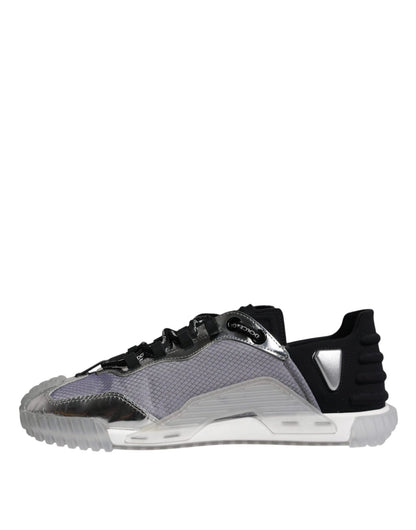 Dolce & Gabbana Silver Black Nylon NS1 Low Top Sneakers Shoes - SMARTMARTNZ