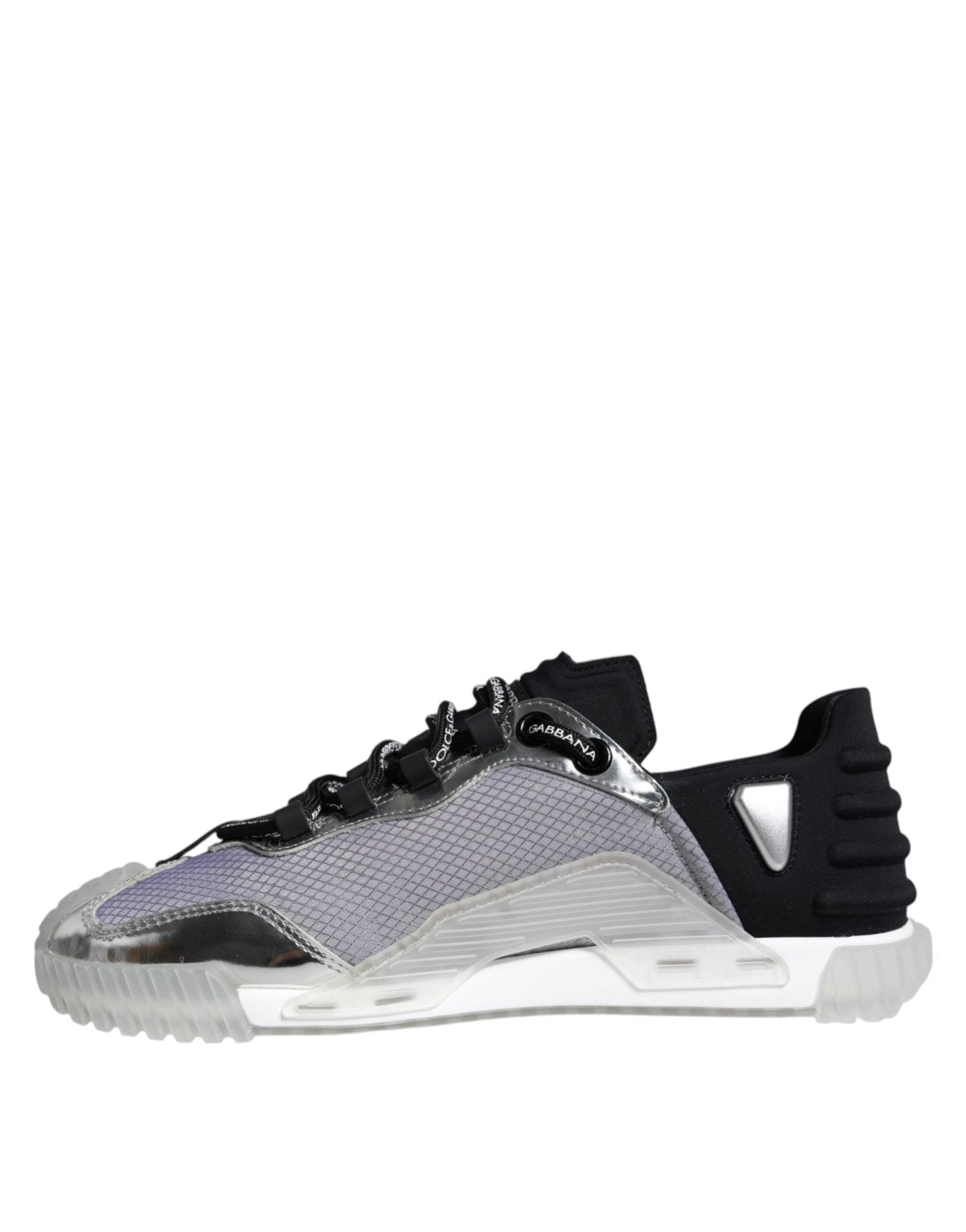 Dolce & Gabbana Silver Black Nylon NS1 Low Top Sneakers Shoes - SMARTMARTNZ