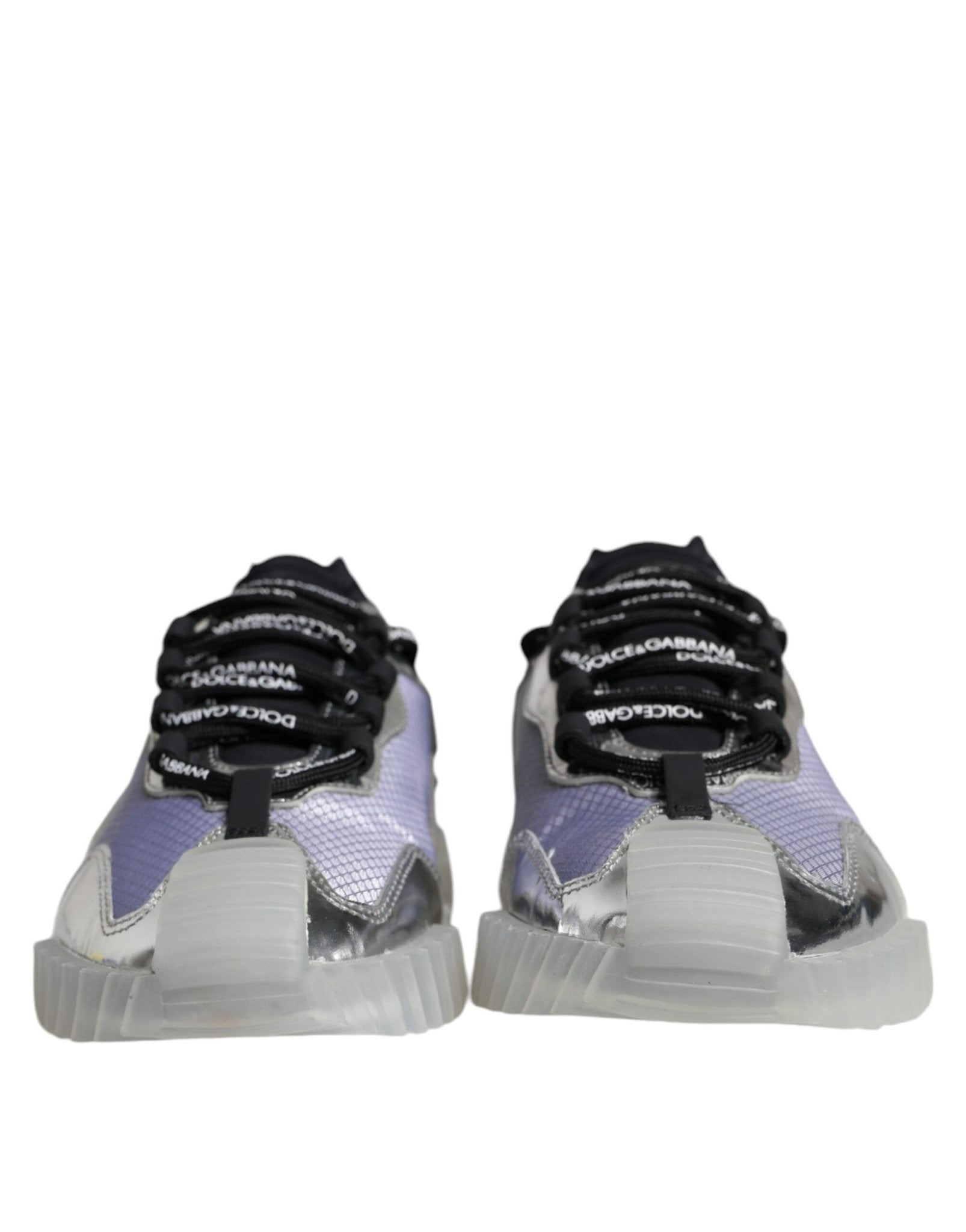 Dolce & Gabbana Silver Black Nylon NS1 Low Top Sneakers Shoes - SMARTMARTNZ