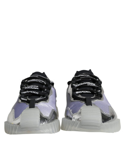 Dolce & Gabbana Silver Black Nylon NS1 Low Top Sneakers Shoes - SMARTMARTNZ