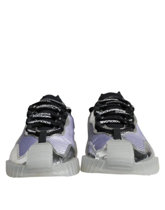 Dolce & Gabbana Silver Black Nylon NS1 Low Top Sneakers Shoes - SMARTMARTNZ