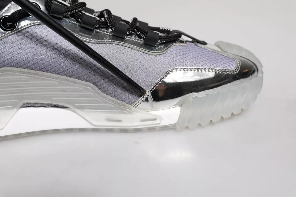 Dolce & Gabbana Silver Black Nylon NS1 Low Top Sneakers Shoes - SMARTMARTNZ