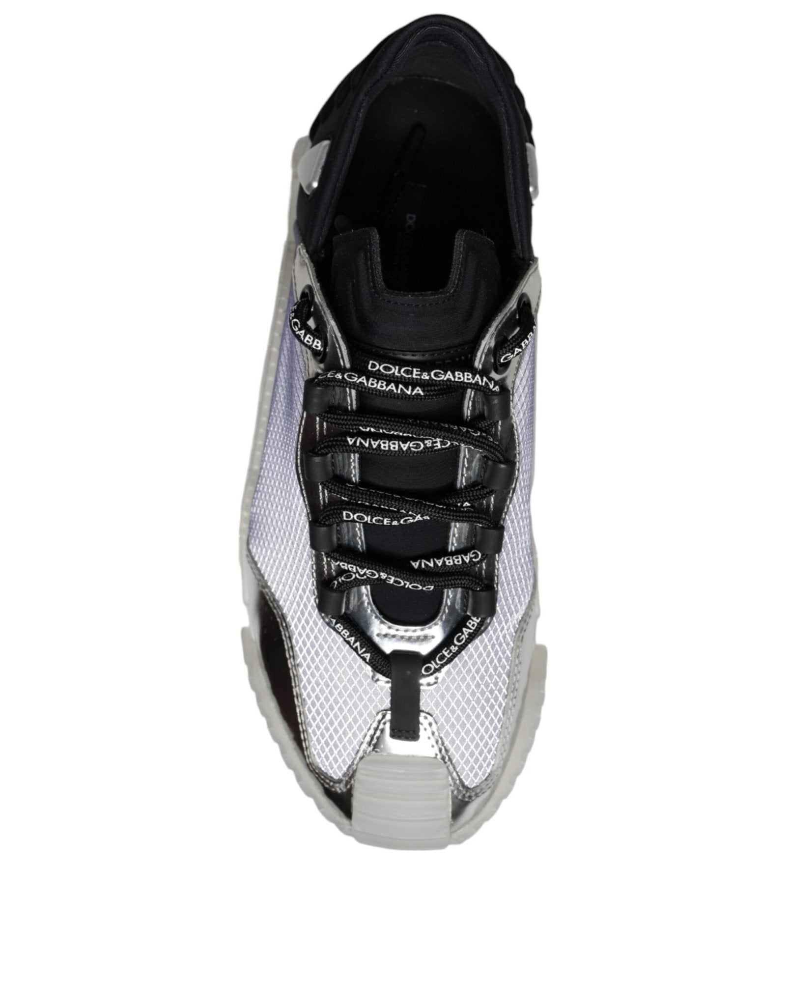 Dolce & Gabbana Silver Black Nylon NS1 Low Top Sneakers Shoes - SMARTMARTNZ