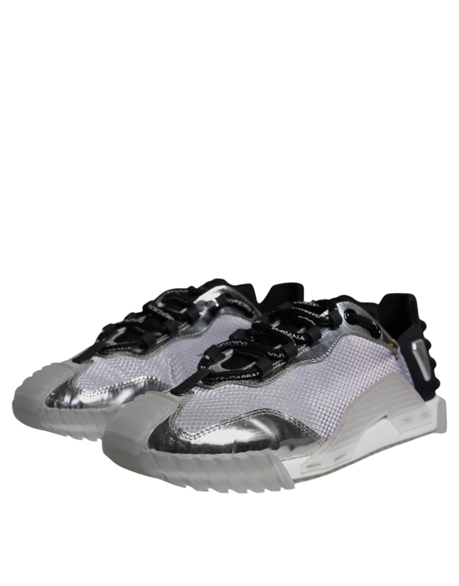 Dolce & Gabbana Silver Black Nylon NS1 Low Top Sneakers Shoes - SMARTMARTNZ