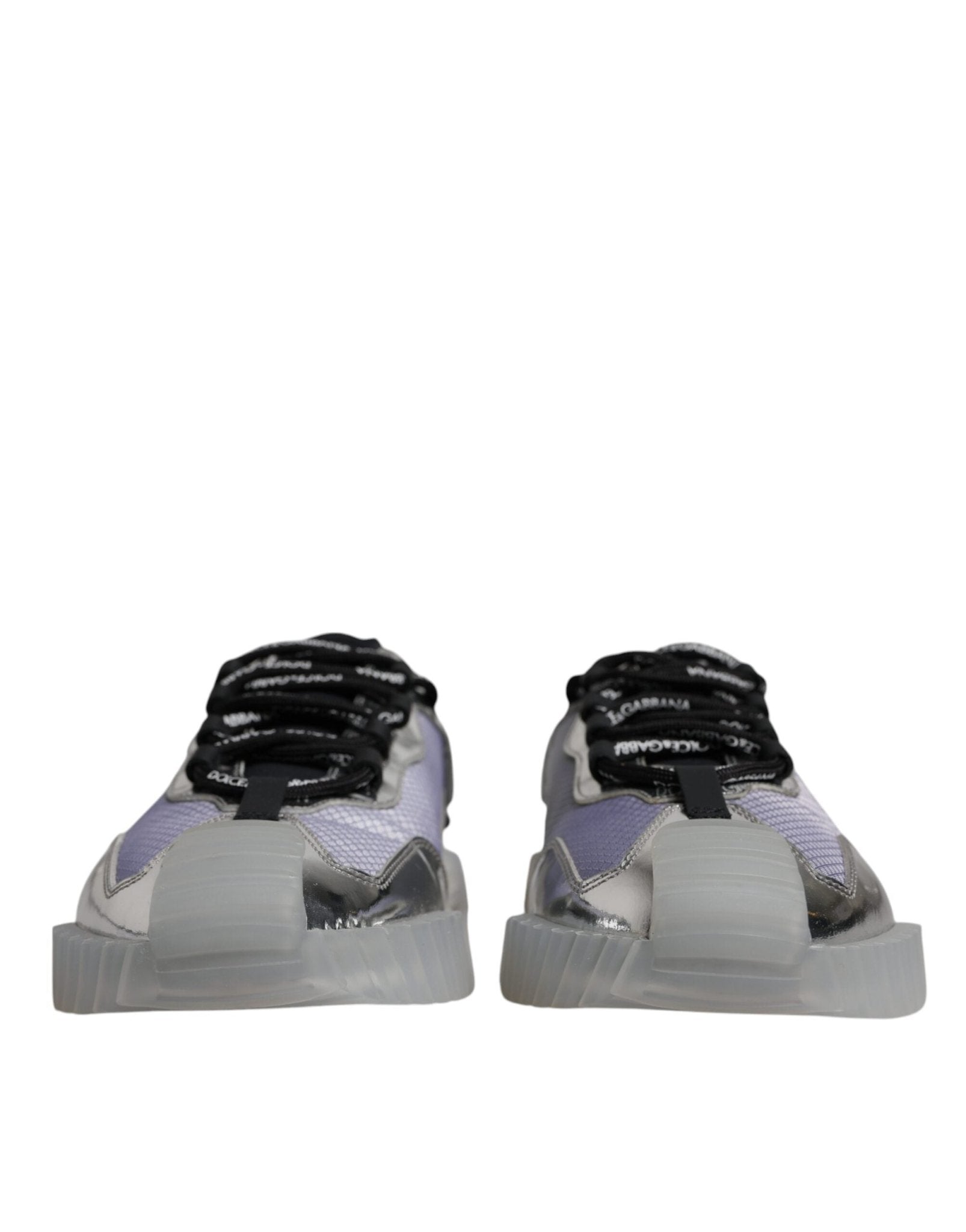 Dolce & Gabbana Silver Black Nylon NS1 Low Top Sneakers Shoes - SMARTMARTNZ