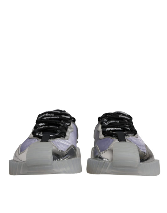 Dolce & Gabbana Silver Black Nylon NS1 Low Top Sneakers Shoes - SMARTMARTNZ