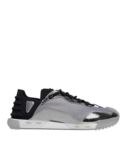 Dolce & Gabbana Silver Black Nylon NS1 Low Top Sneakers Shoes - SMARTMARTNZ