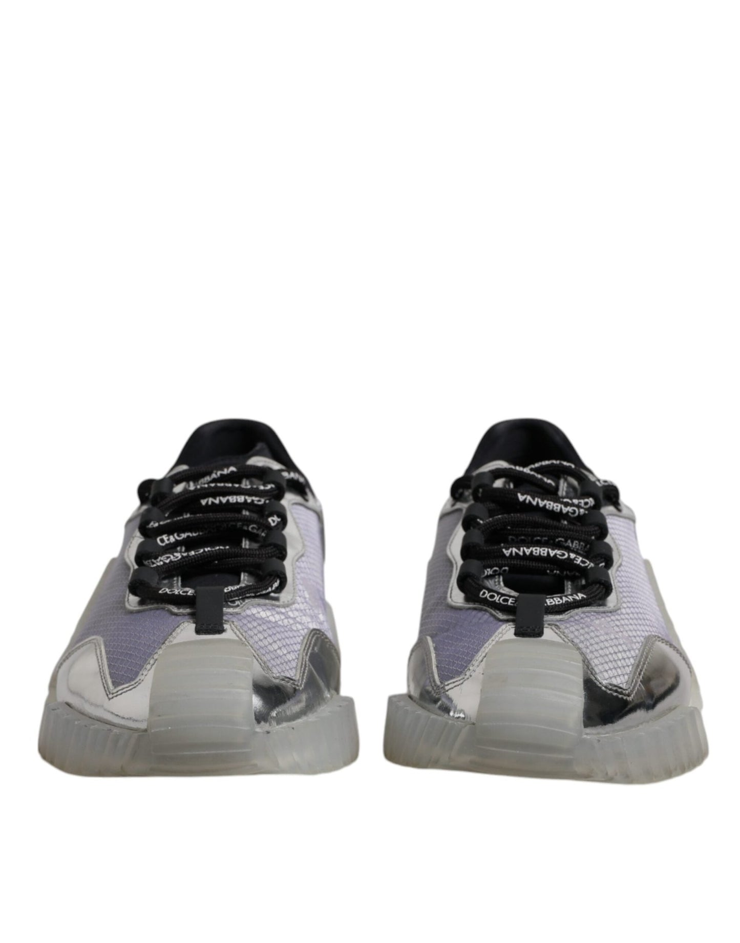 Dolce & Gabbana Silver Black Nylon NS1 Low Top Sneakers Shoes - SMARTMARTNZ