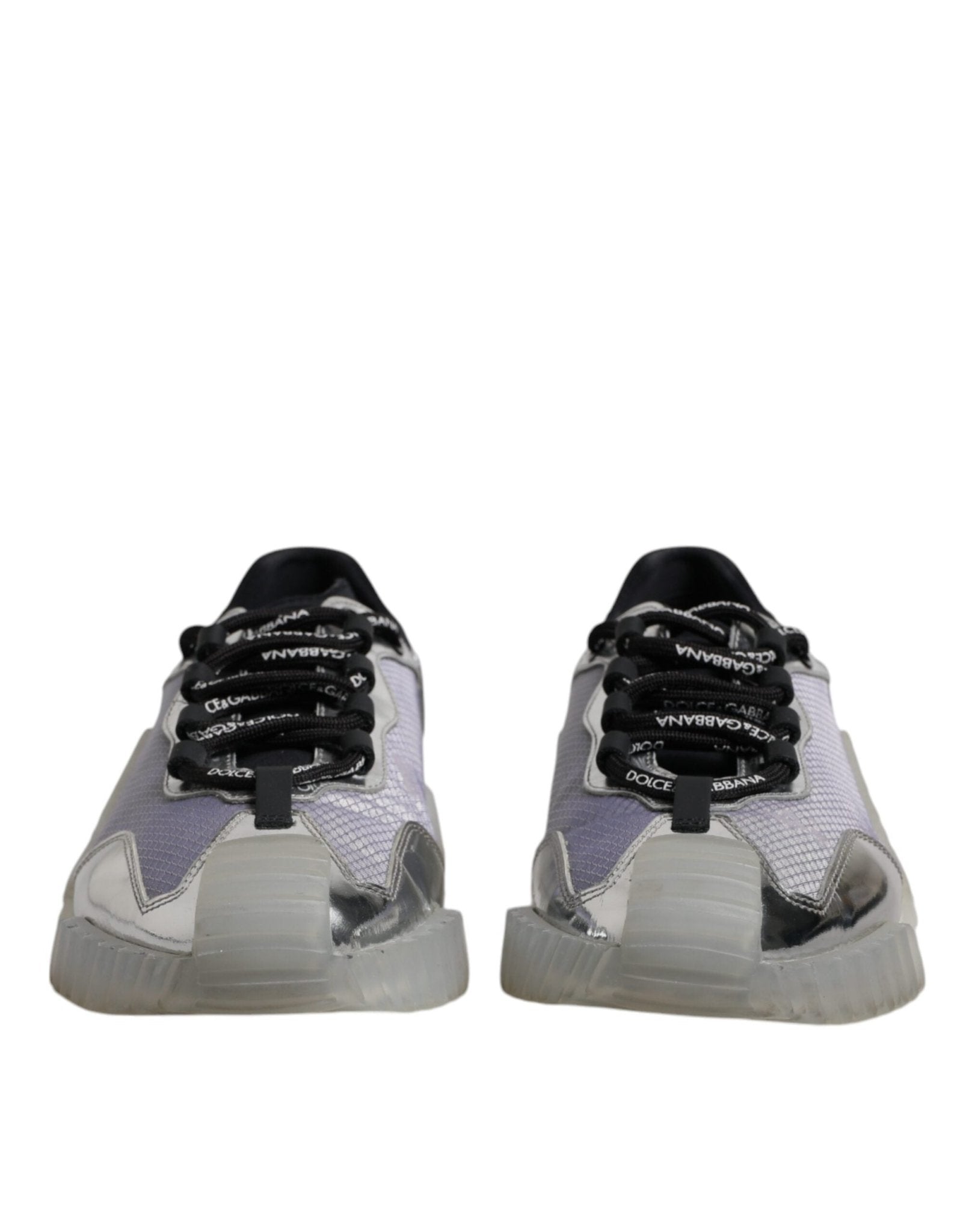 Dolce & Gabbana Silver Black Nylon NS1 Low Top Sneakers Shoes - SMARTMARTNZ