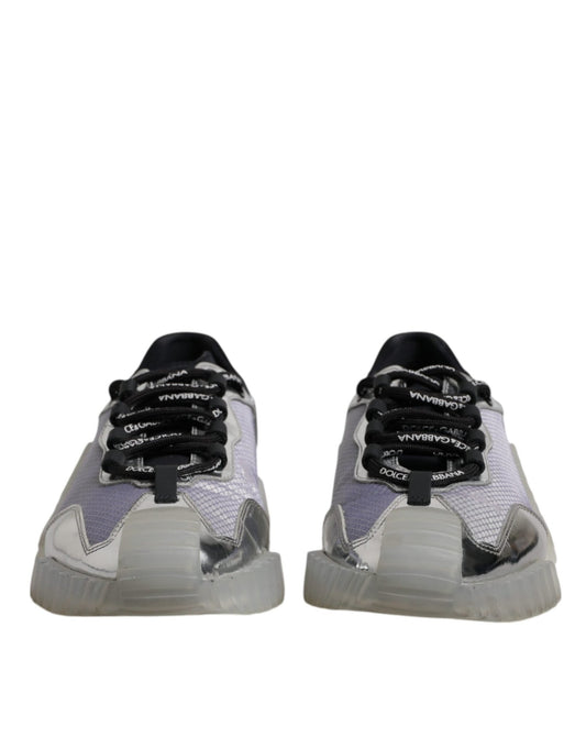 Dolce & Gabbana Silver Black Nylon NS1 Low Top Sneakers Shoes - SMARTMARTNZ