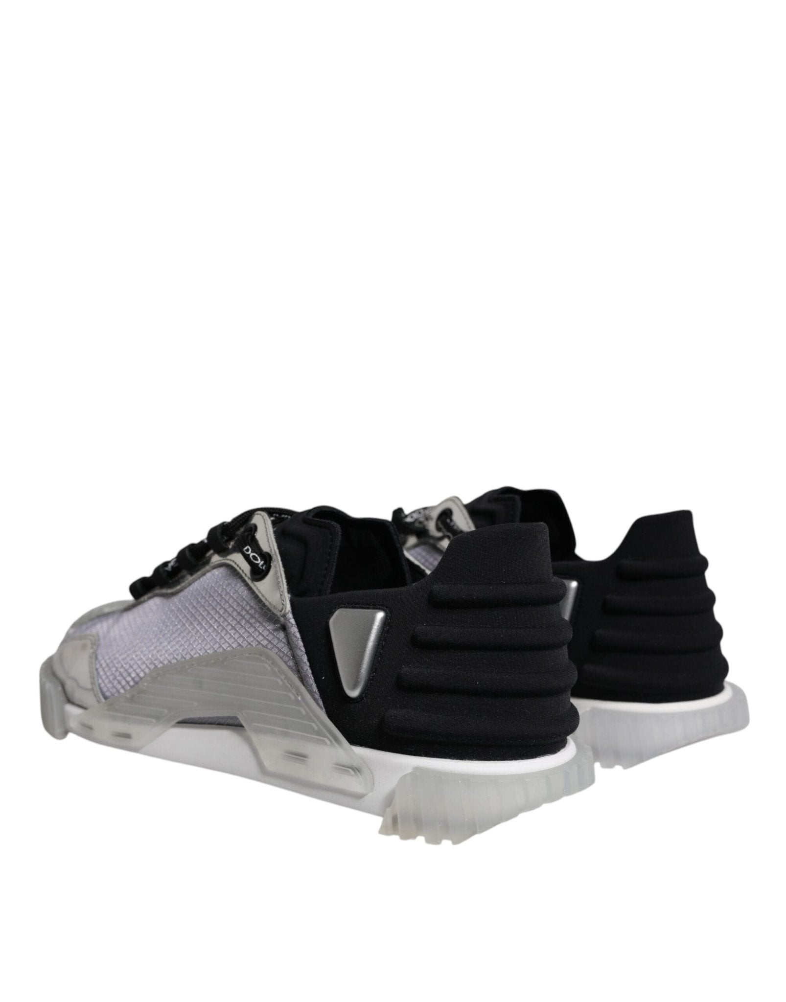 Dolce & Gabbana Silver Black Nylon NS1 Low Top Sneakers Shoes - SMARTMARTNZ