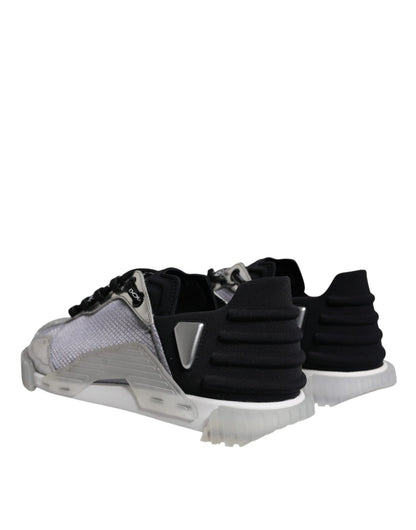 Dolce & Gabbana Silver Black Nylon NS1 Low Top Sneakers Shoes - SMARTMARTNZ