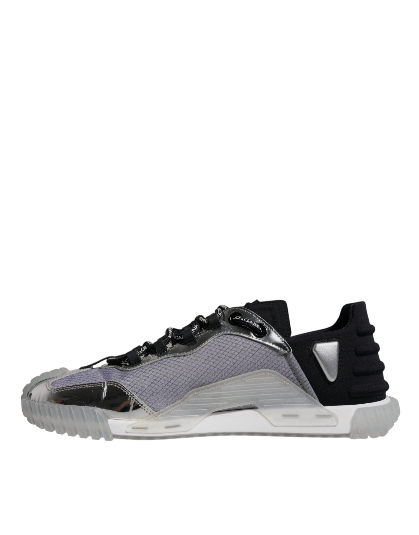 Dolce & Gabbana Silver Black Nylon NS1 Low Top Sneakers Shoes - SMARTMARTNZ