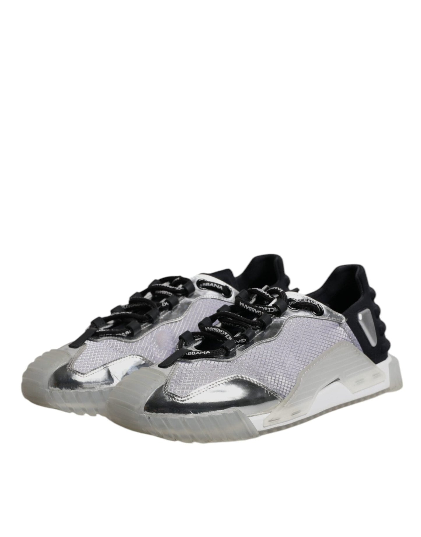 Dolce & Gabbana Silver Black Nylon NS1 Low Top Sneakers Shoes - SMARTMARTNZ