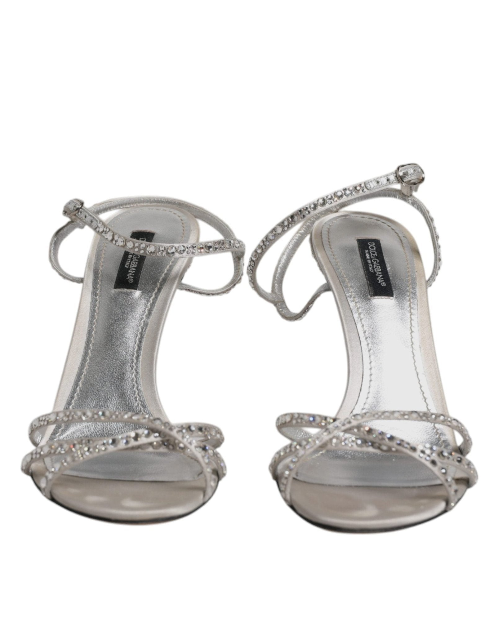 Dolce & Gabbana Silver Crystal Ankle Strap Sandals Shoes - SMARTMARTNZ