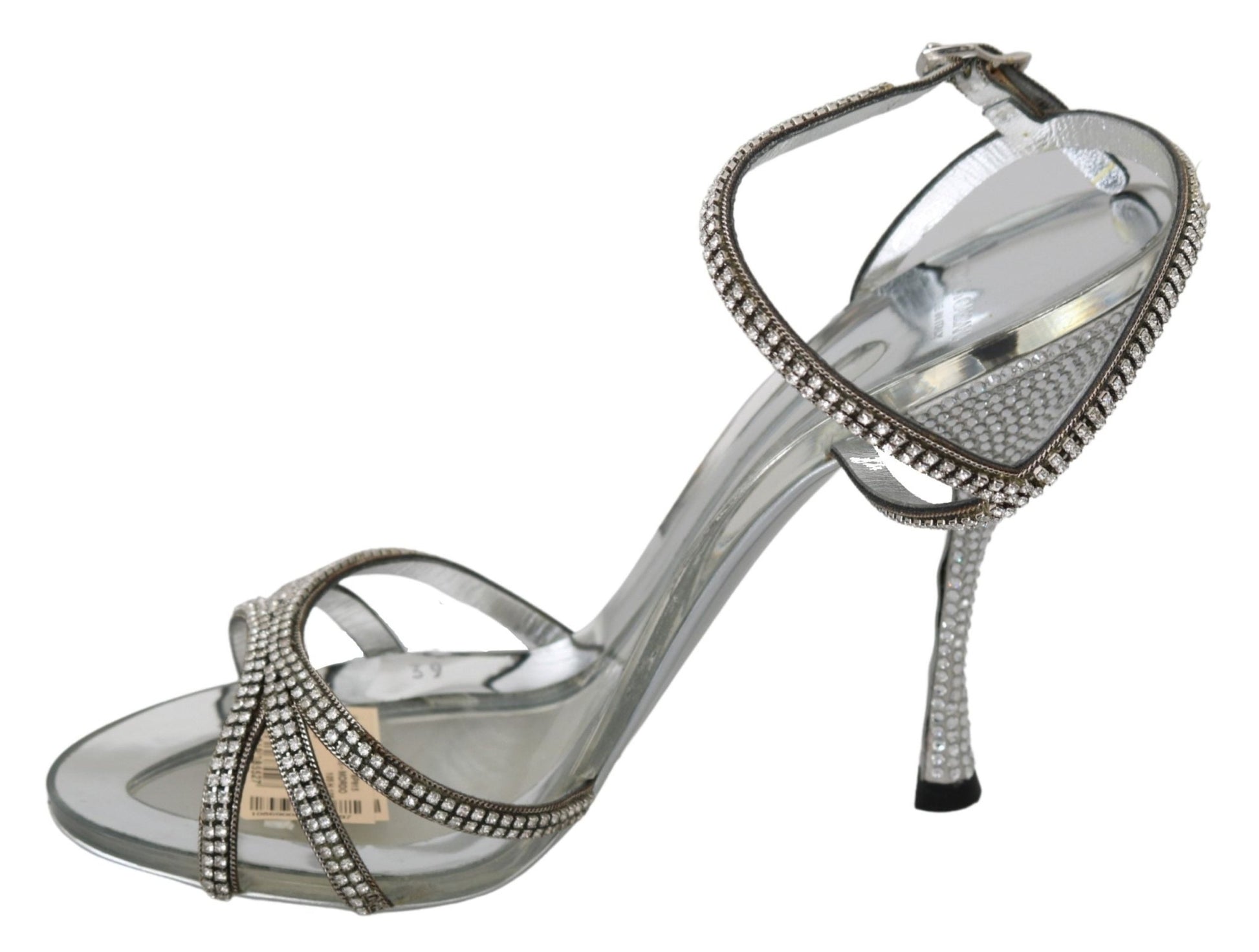 Dolce & Gabbana Silver Crystal Ankle Strap Sandals Shoes - SMARTMARTNZ