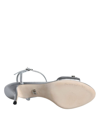 Dolce & Gabbana Silver Crystal AnkleStrap Keira Sandals Shoes - SMARTMARTNZ