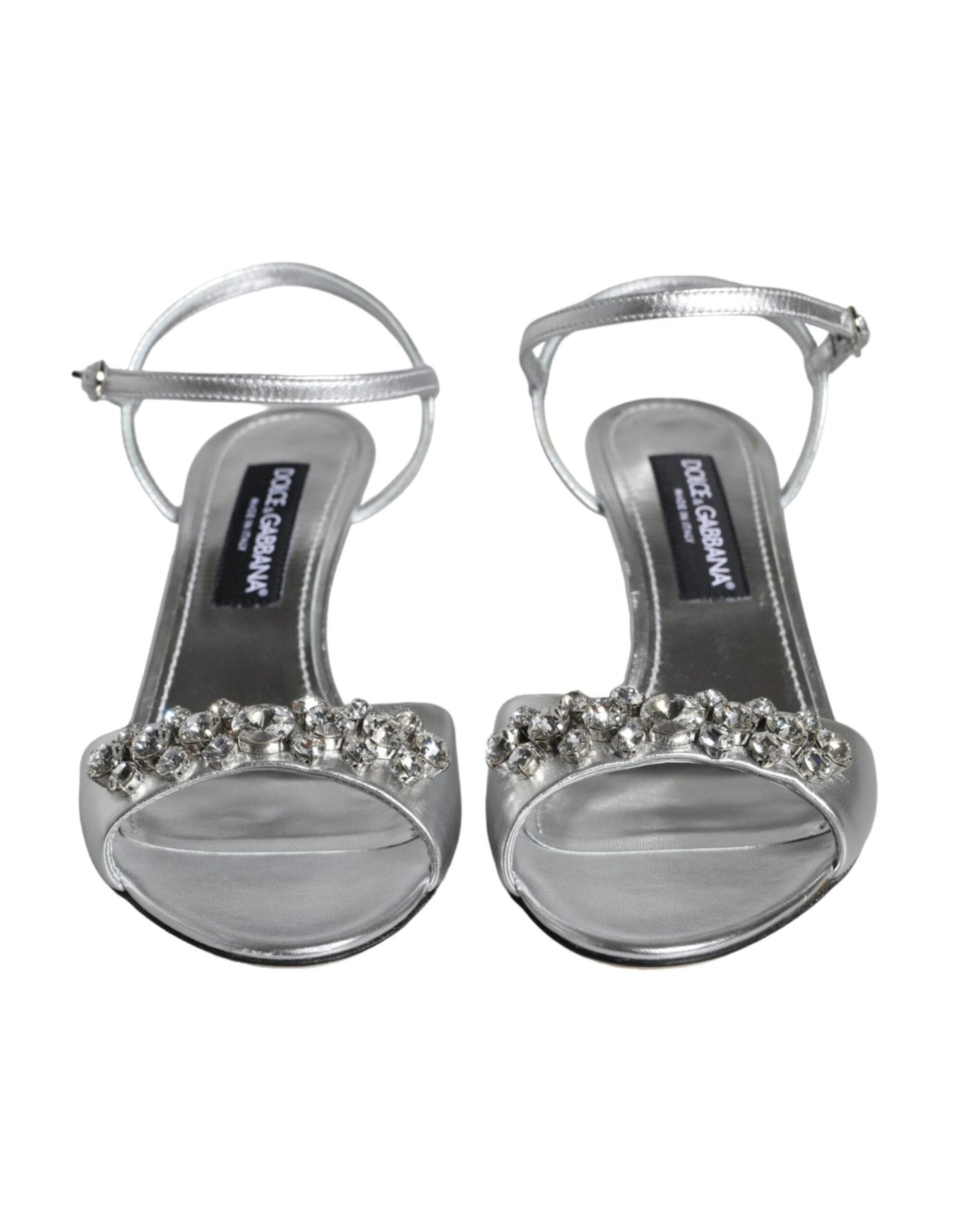 Dolce & Gabbana Silver Crystal AnkleStrap Keira Sandals Shoes - SMARTMARTNZ