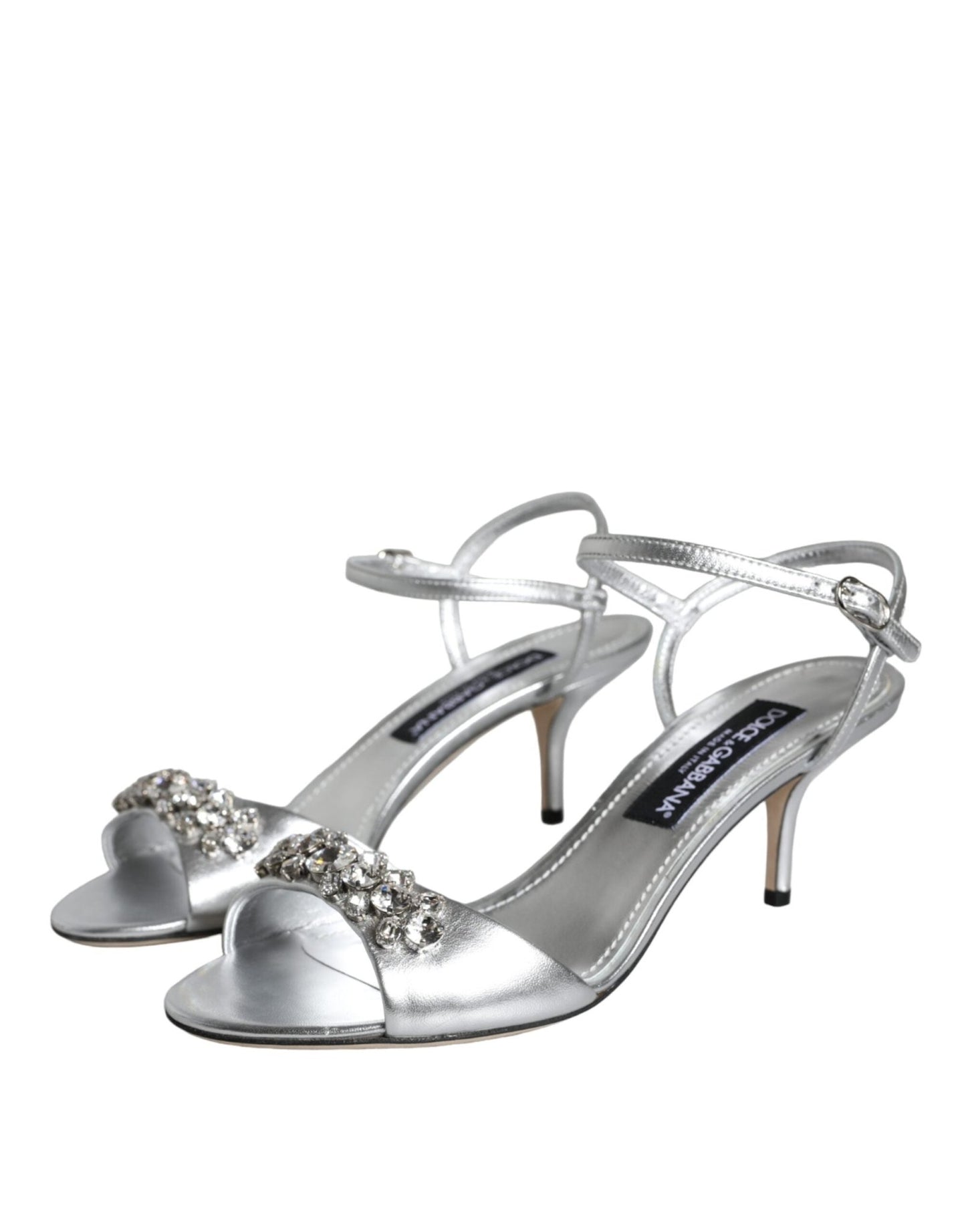 Dolce & Gabbana Silver Crystal AnkleStrap Keira Sandals Shoes - SMARTMARTNZ