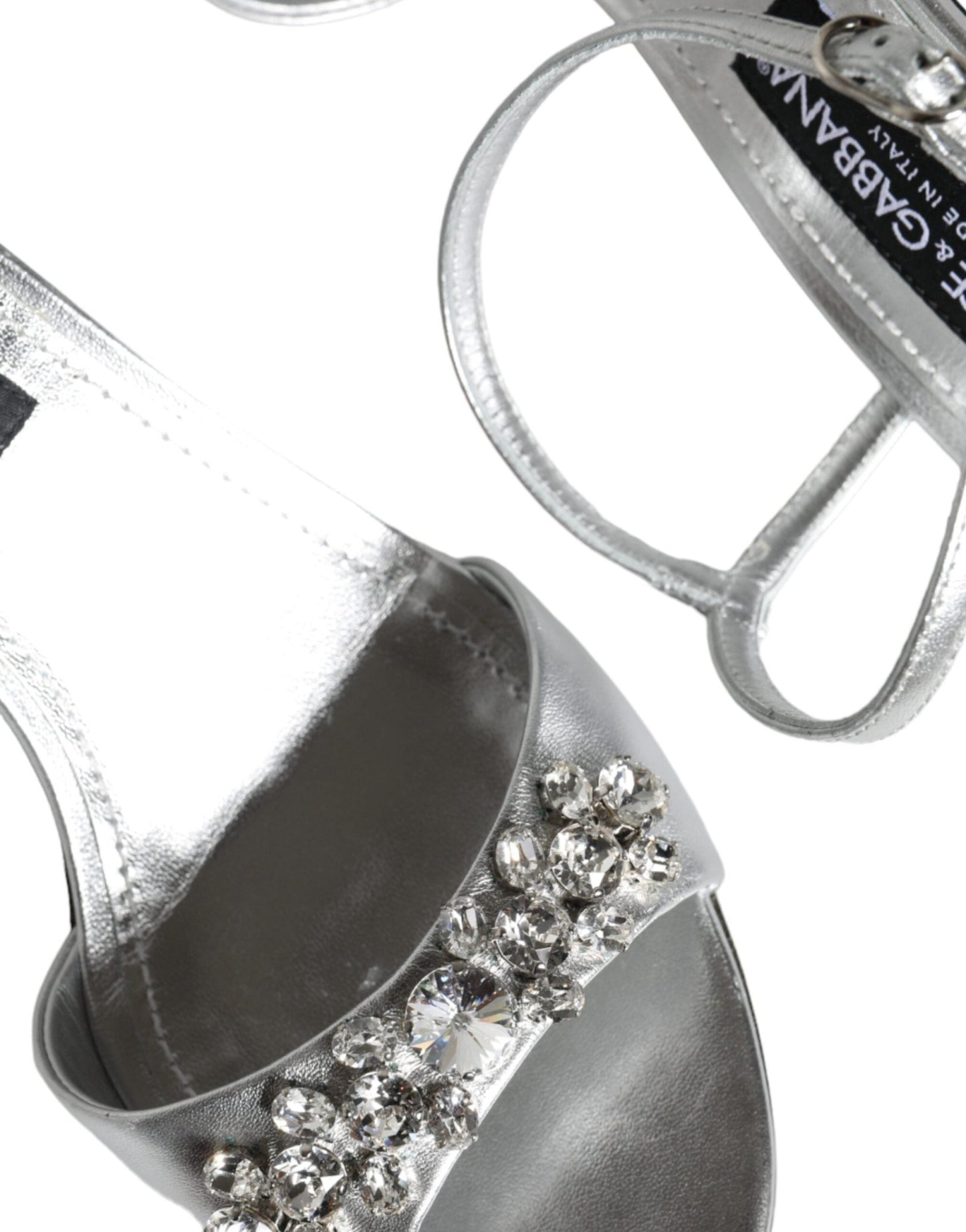 Dolce & Gabbana Silver Crystal AnkleStrap Keira Sandals Shoes - SMARTMARTNZ