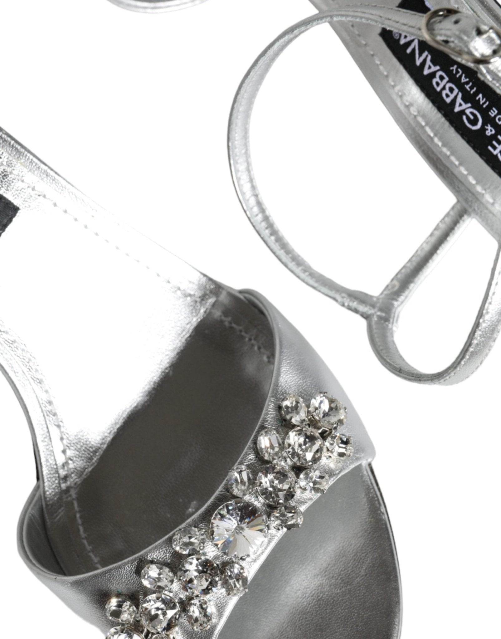 Dolce & Gabbana Silver Crystal AnkleStrap Keira Sandals Shoes - SMARTMARTNZ