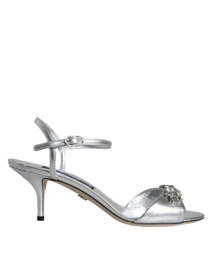 Dolce & Gabbana Silver Crystal AnkleStrap Keira Sandals Shoes - SMARTMARTNZ