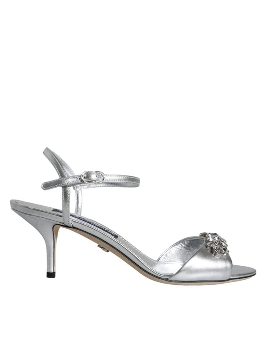 Dolce & Gabbana Silver Crystal AnkleStrap Keira Sandals Shoes - SMARTMARTNZ