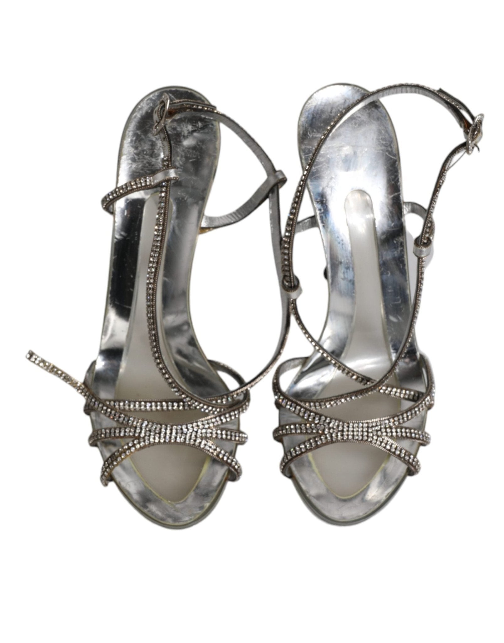Dolce & Gabbana Silver Crystal Slingback KEIRA Sandals Shoes - SMARTMARTNZ