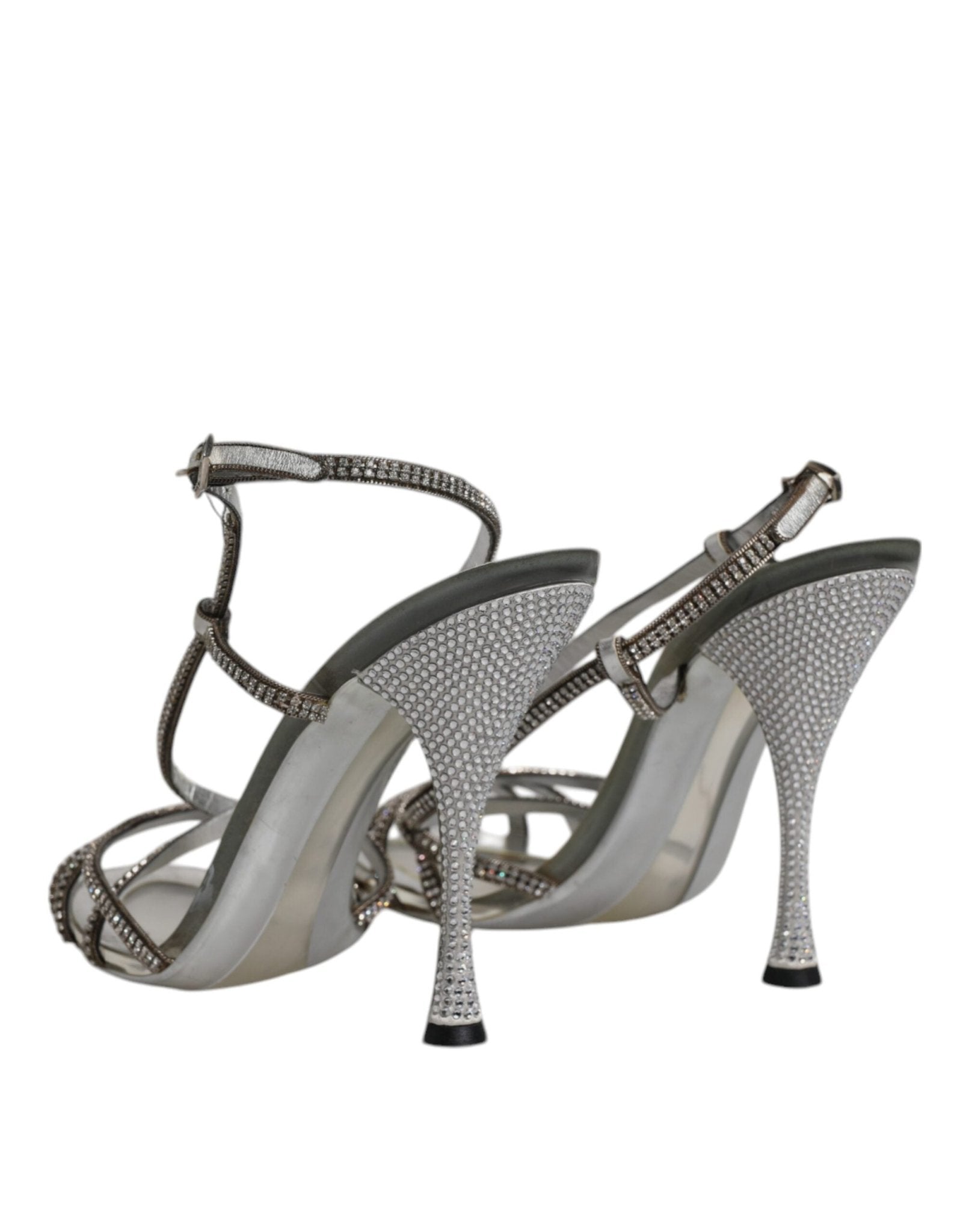 Dolce & Gabbana Silver Crystal Slingback KEIRA Sandals Shoes - SMARTMARTNZ
