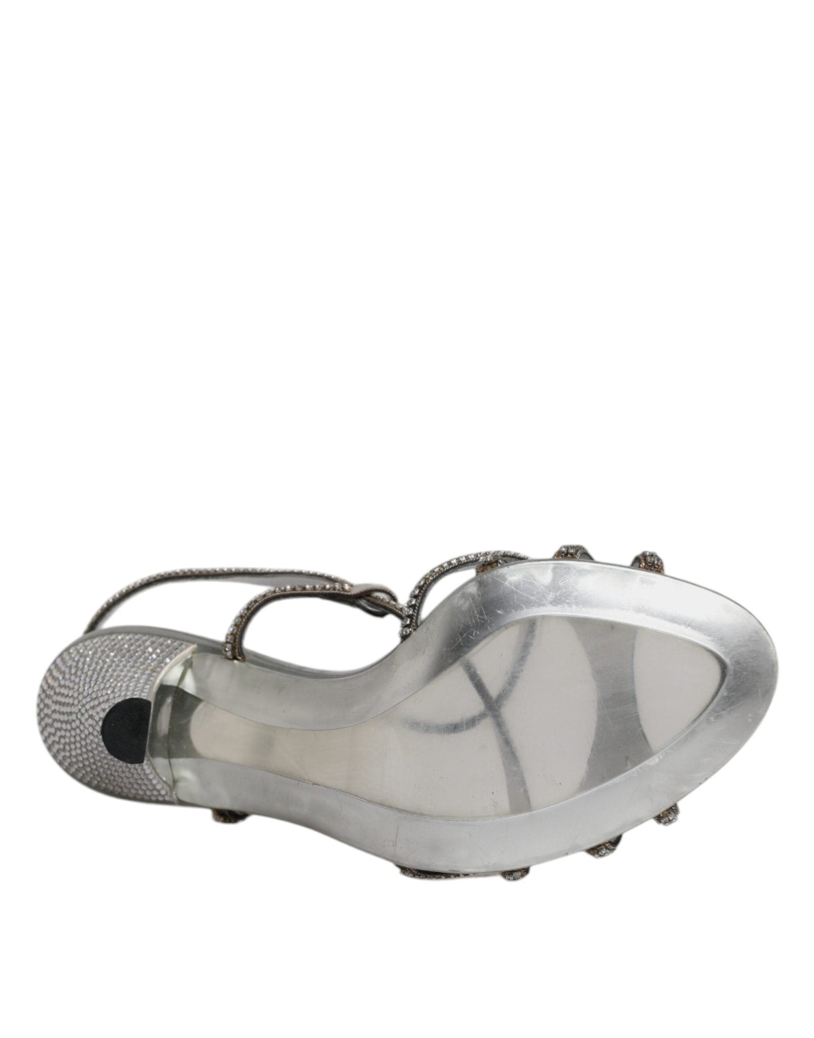 Dolce & Gabbana Silver Crystal Slingback KEIRA Sandals Shoes - SMARTMARTNZ