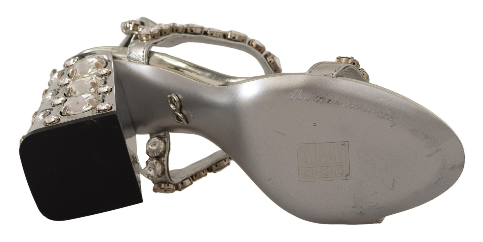 Dolce & Gabbana Silver Crystals Strap Buckle High Heel Sandals - SMARTMARTNZ