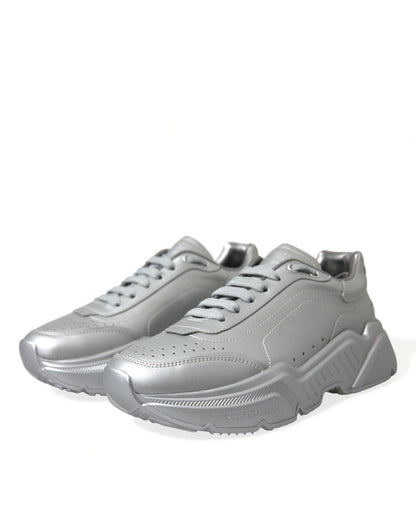 Dolce & Gabbana Silver DAYMASTER Leather Men Casual Sneakers Shoes - SMARTMARTNZ
