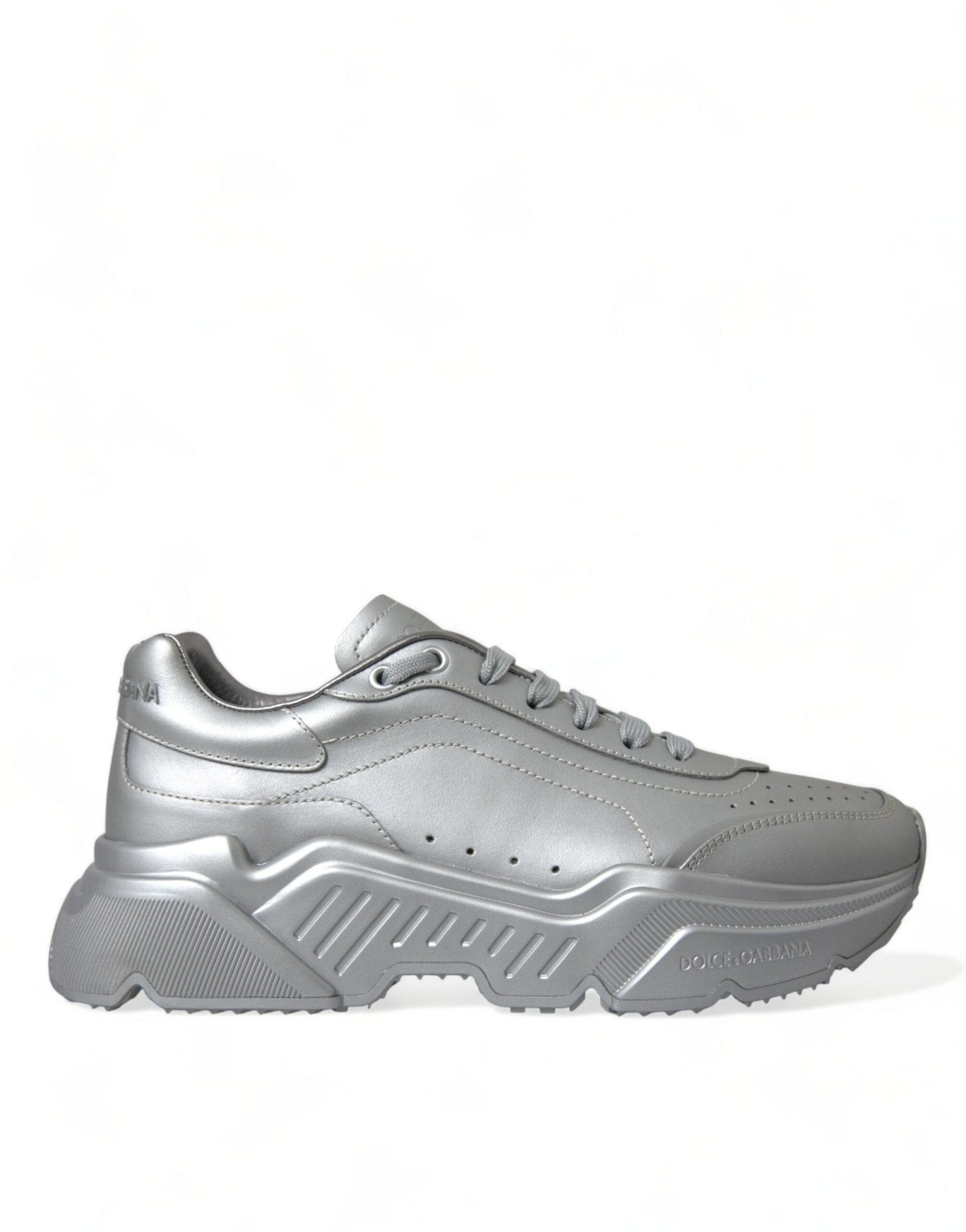 Dolce & Gabbana Silver DAYMASTER Leather Men Casual Sneakers Shoes - SMARTMARTNZ