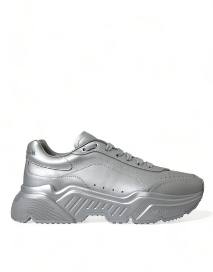 Dolce & Gabbana Silver DAYMASTER Leather Men Casual Sneakers Shoes - SMARTMARTNZ