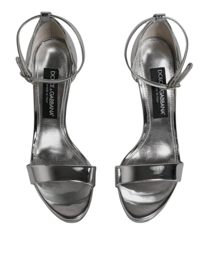 Dolce & Gabbana Silver KEIRA Heels Ankle Strap Sandals Shoes - SMARTMARTNZ