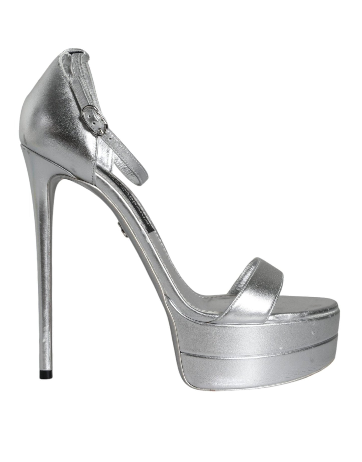 Dolce & Gabbana Silver KEIRA Heels Ankle Strap Sandals Shoes - SMARTMARTNZ