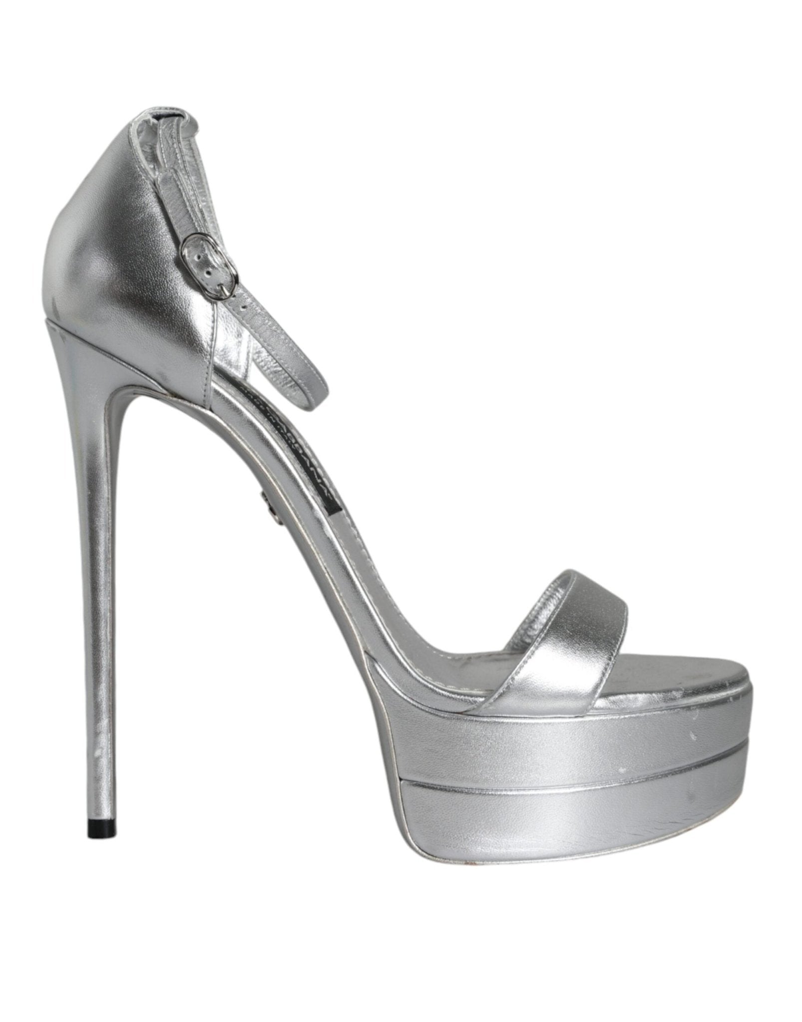 Dolce & Gabbana Silver KEIRA Heels Ankle Strap Sandals Shoes - SMARTMARTNZ
