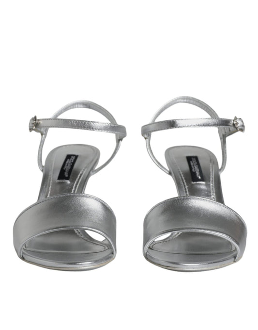 Dolce & Gabbana Silver KEIRA Heels Ankle Strap Sandals Shoes - SMARTMARTNZ