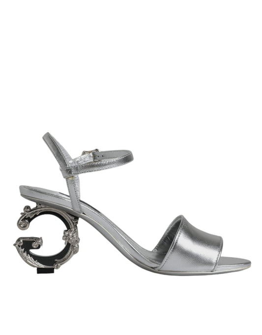 Dolce & Gabbana Silver KEIRA Heels Ankle Strap Sandals Shoes - SMARTMARTNZ