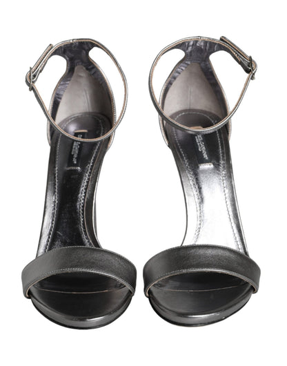 Dolce & Gabbana Silver KEIRA Heels Ankle Strap Sandals Shoes - SMARTMARTNZ