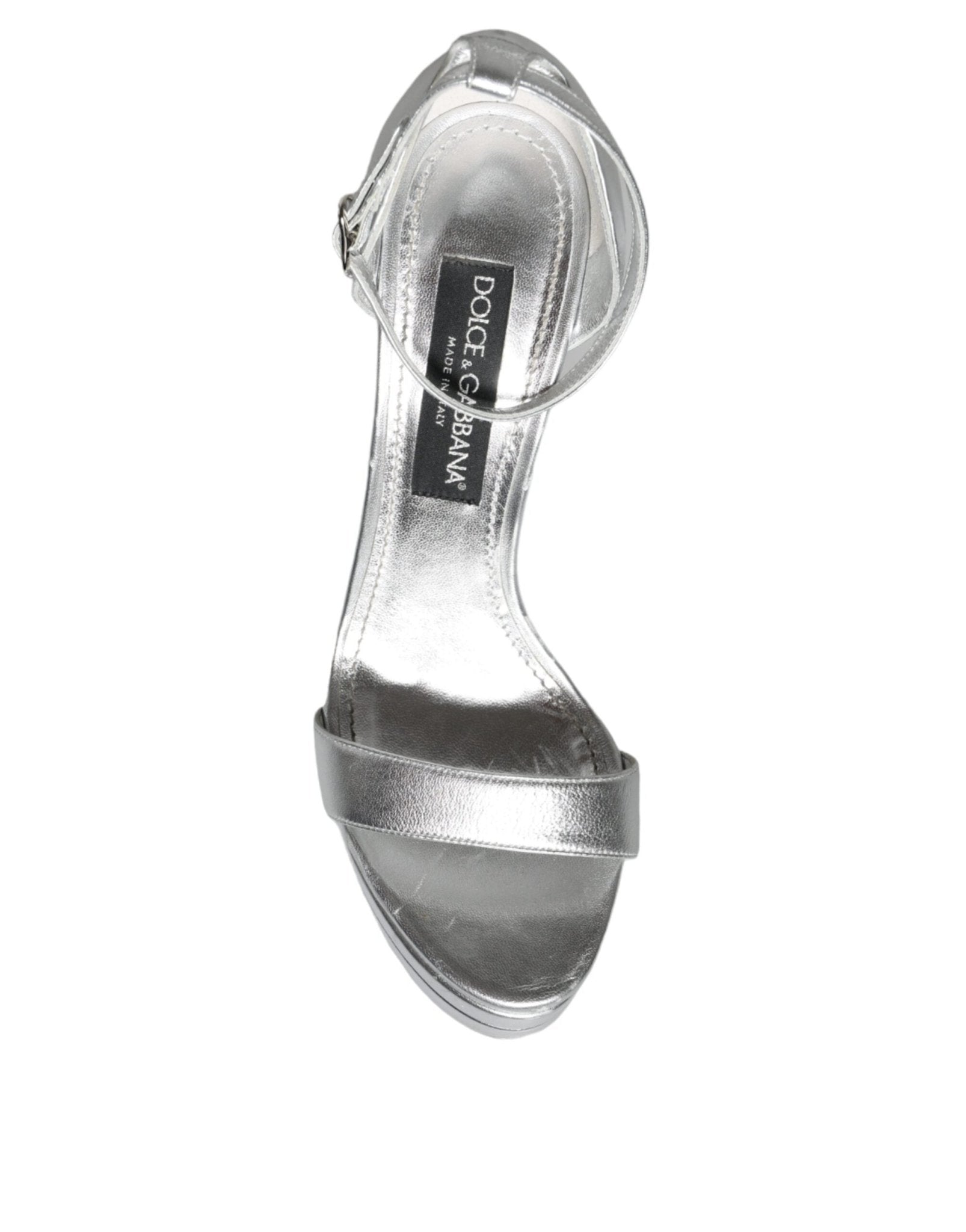 Dolce & Gabbana Silver KEIRA Heels Ankle Strap Sandals Shoes - SMARTMARTNZ