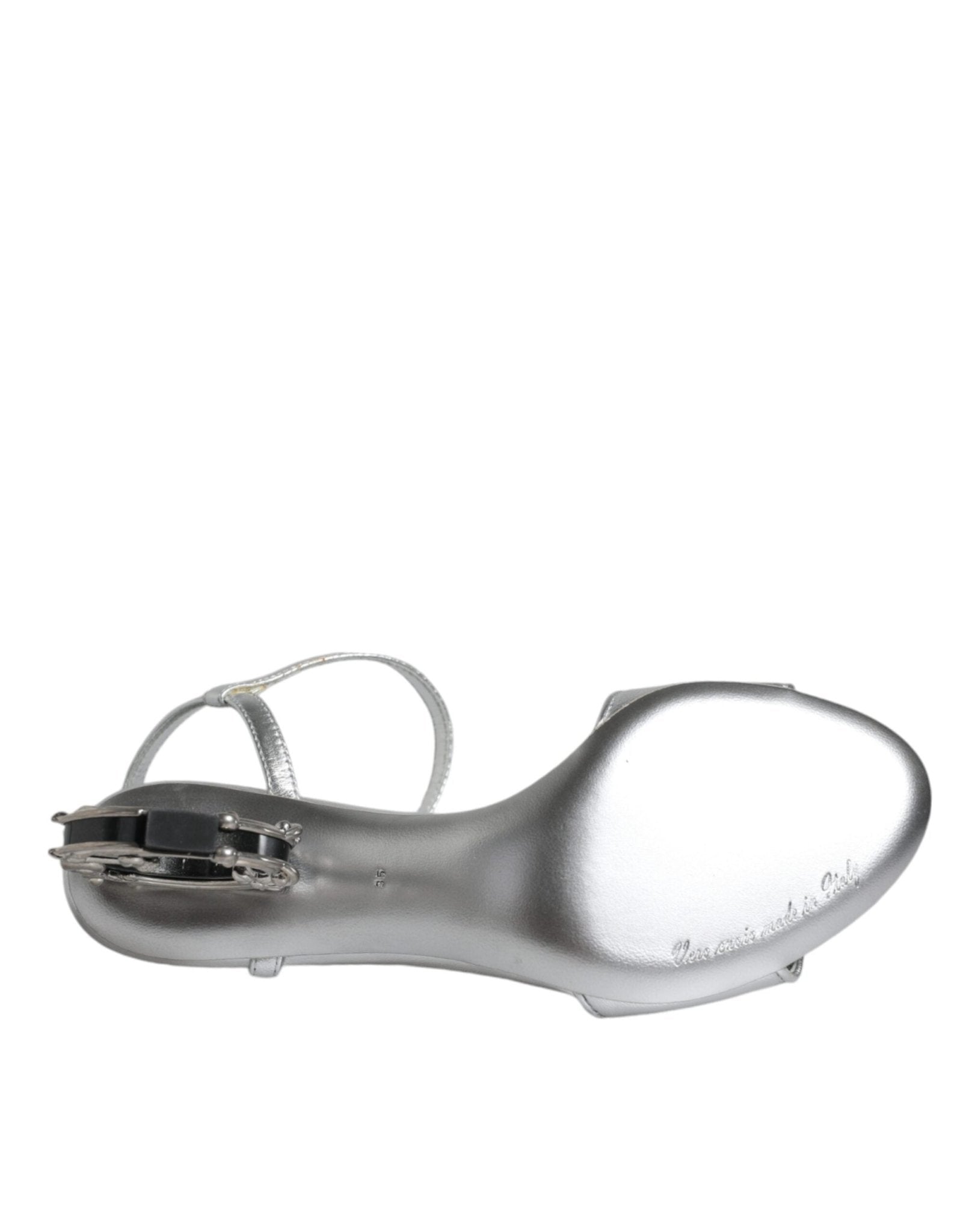 Dolce & Gabbana Silver KEIRA Heels Ankle Strap Sandals Shoes - SMARTMARTNZ