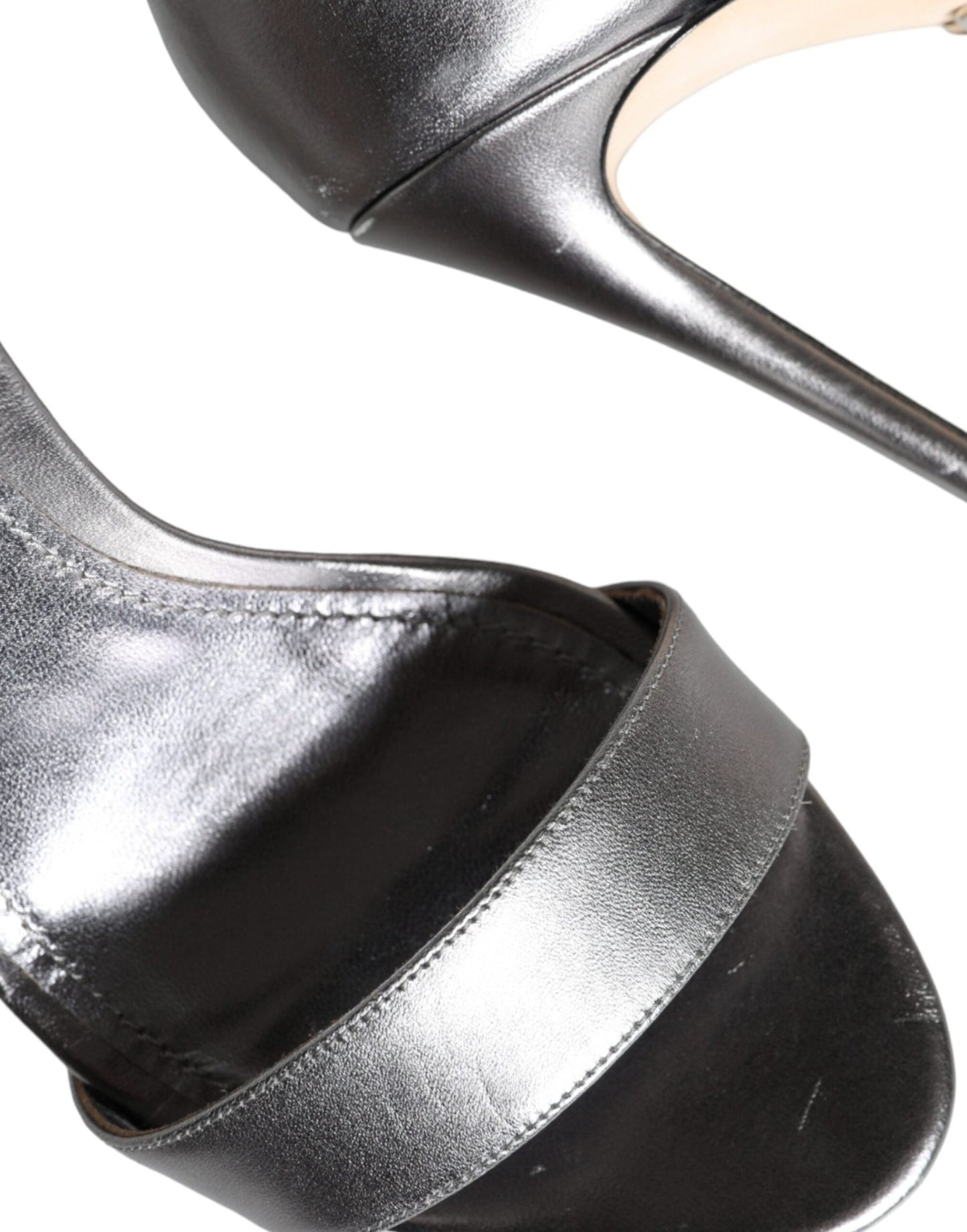 Dolce & Gabbana Silver KEIRA Heels Ankle Strap Sandals Shoes - SMARTMARTNZ