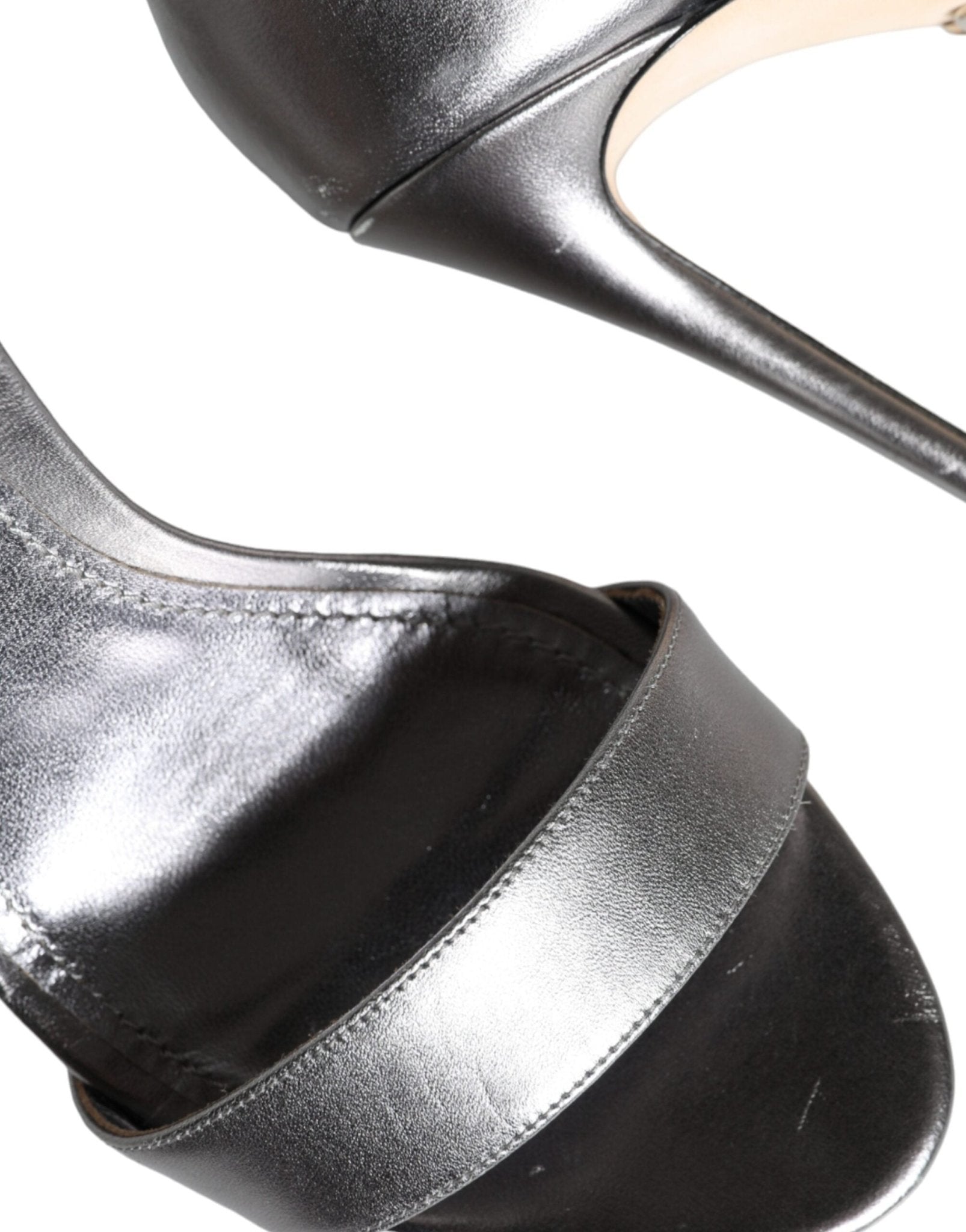 Dolce & Gabbana Silver KEIRA Heels Ankle Strap Sandals Shoes - SMARTMARTNZ