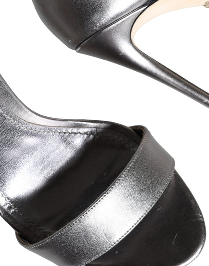 Dolce & Gabbana Silver KEIRA Heels Ankle Strap Sandals Shoes - SMARTMARTNZ